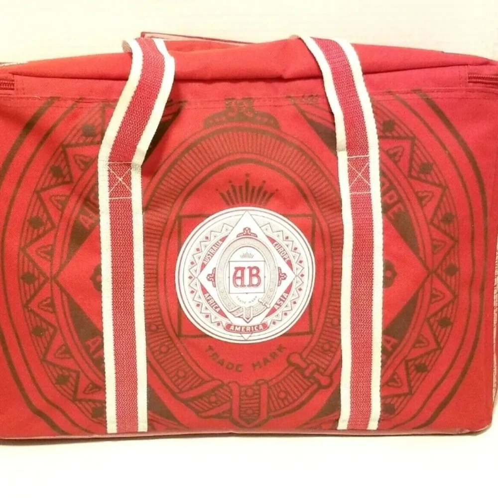 Rarely Used Collectible Breweriana Budweiser Beer Cooler Bag Red Holds 24 Cans - Picture 1 of 5